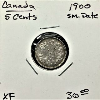 1900 CANADA 5 CENTS COIN 