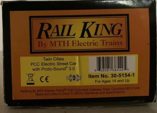 Mth Pcc Electric Streetcar W/proto - Sound 3.  0 Item 30 - 5154 - 1 Twin Cities