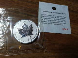 2004 Canada $5 Silver Maple Leaf.  Zodiac Series Aquarius Plus