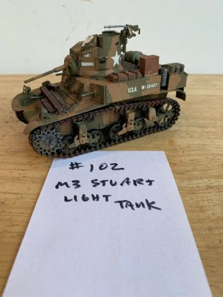 Built 1/35 Wwii Us M3 Stuart Light Tank Painted Detailed