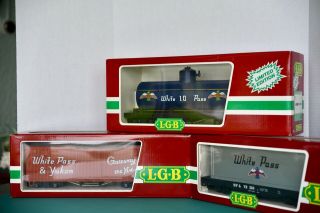 Lgb G Scale White Pass Freight Cars,  All In Boxes,  Set Of 3