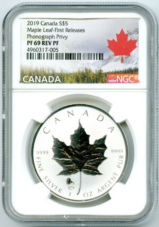 2019 $5 Canada 1oz Silver Maple Leaf Ngc Pf69 Phonograph Privy Reverse Proof Fr