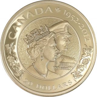 2012 Canada $20 Queen Elizabeth Ii And Prince Philip Fine Silver Coin