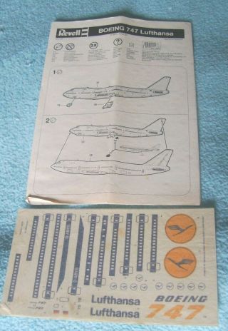 Revell Boeing 747 - 200 Lufthansa 1/144 Scale Decals & Instructions Only