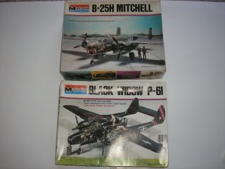 1/48 Monogram Aircraft - P - 61 Black Widow & B - 25h Mitchell - Two Pack