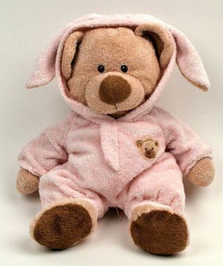 Brown Bear In Pink Bunny Suit By Ty Pluffies Plush 12 " Stuffed Animal