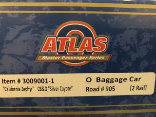 Atlas O 2 - Rail California Zephyr 3009001 - 1 Cb&q Silver Coyote 905 Baggage Car