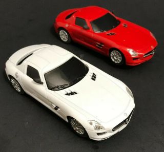 Two Agm 1/43 Scale Slot Cars Mercedes Benz Sls Red & White &