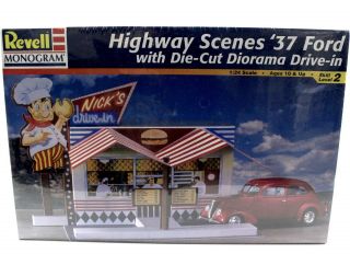 1937 Ford Highway Scenes Americana Diorama Drive In Revell Kit 1:24 85 - 7800