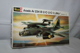 Vintage Revell Plastic Model Kit Arado Ar 234 B - 2 C - 2 C - 3 Blitz Bomber 1/72 162 2