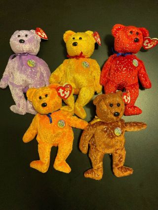 Ty Beanie Baby Decade - Set Of Five (5) Bears,  As Pictured