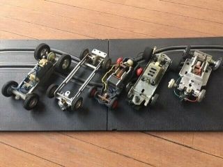 60’s Five 1/32 Slot Car Chassis & 4 Motors – Revell Gilbert Strombecker Unknown