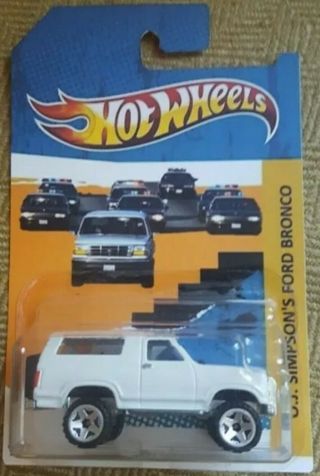 Hot Wheels Oj Simpson White Ford Bronco Tv Movie Custom Made On Custom Card L31