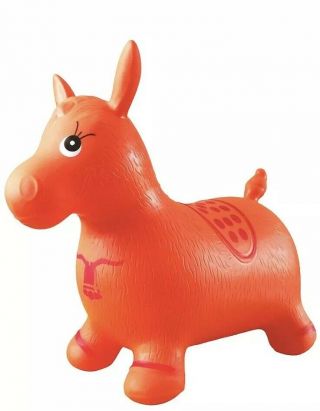 Two Apple Round Bouncy Ride On Pony Horse Hopper Orange Rubber Kids Toy W/ Pump