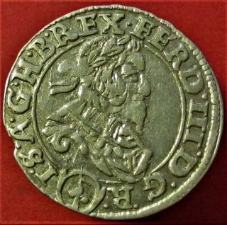 Silver Medieval Coin 3 Kreuzer 1637 Ferdinand Iii (1637 - 1657) Austria.