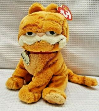Ty Beanie Babies Garfield The Cat W/gold Name Tag Garfield Movie 6.  5 Inch 2004