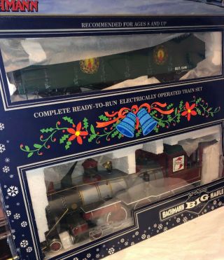 Bachmann G Scale White Christmas Express Train Set Locomotive Cars Big 2