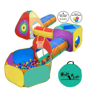Hide N Side 7pc Kids Ball Pit Basketball Tent Tunnel Toy W/ Bag Fast Exp Ship