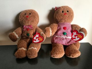 Ty Beanie Baby Hansel And Gretel Gingerbread Man And Woman,  W/ Tags