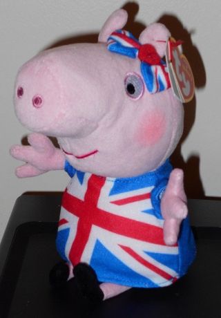 Ty Beanie Baby Peppa Pig (union Jack) (uk Exclusive) (6 Inch) Mwmt