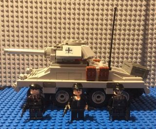 Custom Lego Ww2 German Ww2 Sdkfc 234 - 1 Puma With Waffen Ss Crew