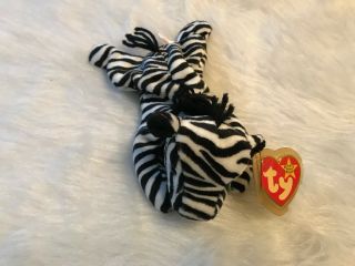 Ty Beanie Babies Plush Ziggy The Zebra Retired W/ Tags