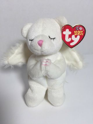 Ty Beanie Baby Blessed The Angel Bear With Wings 6” Plush