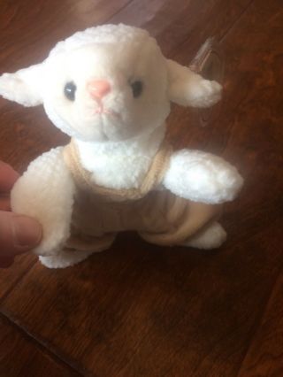 Rare 1996 Retired Fleece The Sheep Lamb Ty Beanie Baby Plush Toy w/ Brown Pants 2