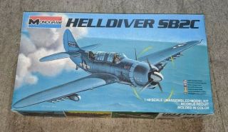 Monogram Helldiver Sb2c Model Plane Kit 1/48 Scale Us Navy 1983 Vintage Rare Htf