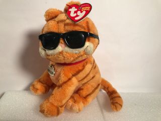 2004 Ty Beanie Baby - Garfield (cool Cat) 6 " Inch Plush W/sunglasses Vguc