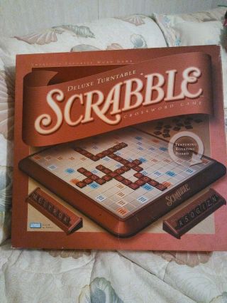 Scrabble Deluxe Turntable Edition Hasbro 2001 Complete W/maroon Tiles Exc.  Cond.