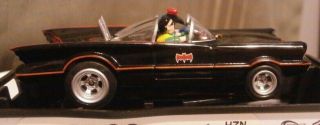 AUTO WORLD 70s T.  V.  series.  BATMOBILE,  BLACK AND RED.  4 gear slot car AFX 2