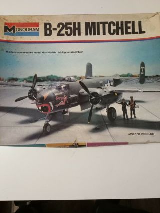 45 - 5500 Monogram 1/48th Scale North American B - 25h Mitchell Plastic Model Kit