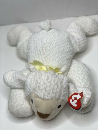 Ty Beanie Babies Baba The Lamb With Yellow Bow & Hang Tag Great
