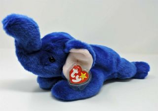 Ty Beanie Buddy Royal Blue Peanut Elephant 14 " Soft Toy Mwmt