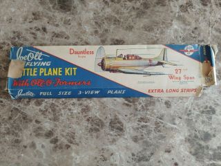 Vintage Joe Ott 27 " Dauntless Douglass Flying Model Airplane Kit Balsa Wood