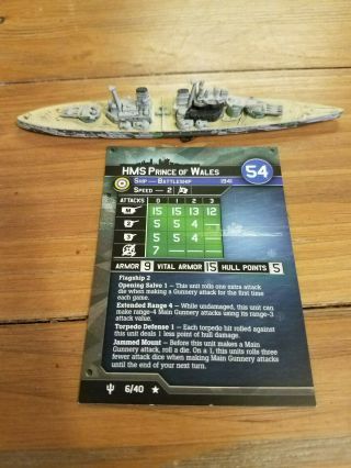 Hms Prince Of Wales British 6/40 Axis And Allies War At Sea With Card