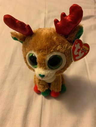Ty Beanie Boos Christmas Edition Reindeer Alpine Small 6 " Guc With Tags