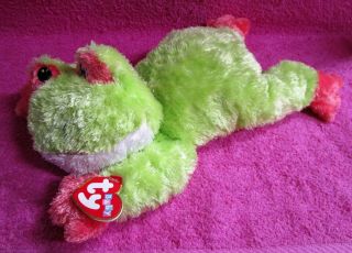 Ty Baby Pillow Pals Snugglefrog Green Pink Plush 12 " 2001 With Tags