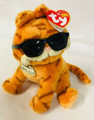 Garfield Cool Cat Ty Beanie Babies Sunglasses Food Bowl Collar Tag Nwt 2004