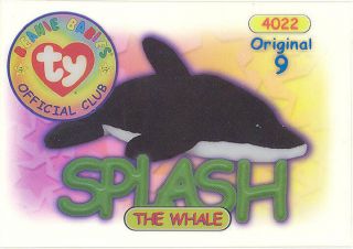 Ty Beanie Babies Bboc Card - Series 1 9 (blue) - Splash The Whale - Nm/m