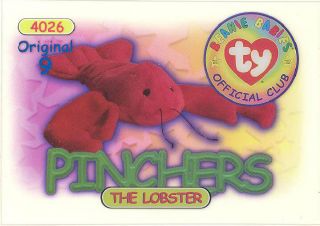 Ty Beanie Babies Bboc Card - Series 1 9 (blue) - Pinchers The Lobster