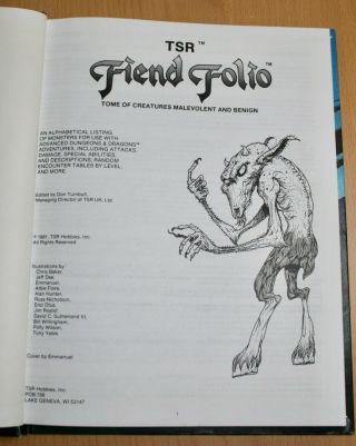 1981 TSR Advanced Dungeons & Dragons Fiend Folio AD&D Dungeons & Dragons 3