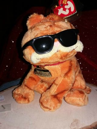 Ty 2004 Garfield The Cat Beanie Baby Sunglasses And Collar Too Cool For School