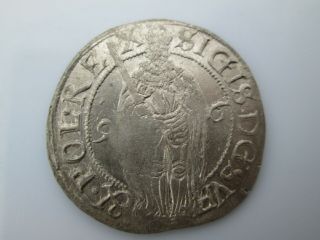 Sweden Medieval Silver Coin,  Sigismund 1 öre 1596 Stockholm Unc