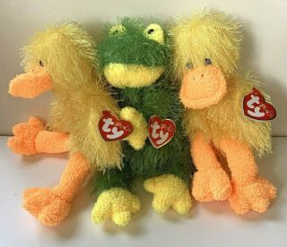 Retired With Hang Tags Ty Punkies 2 Splash Duck And Hopscotch Frog
