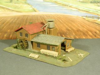 N Scale Built Model Building Large Old Time Lumbermill Sawmill W/water Wheel