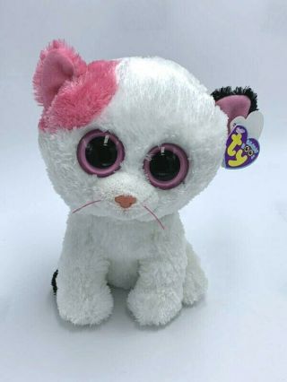 Nwt Ty Beanie Boo Muffin Kitty Cat White Pink Black Plush Medium 9 " 2012