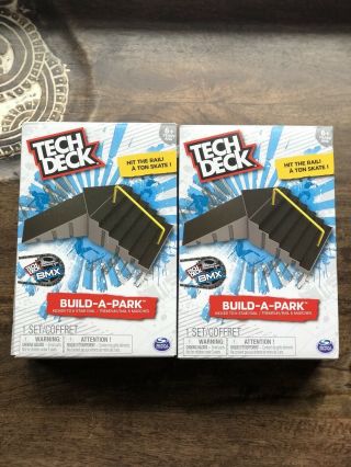 Tech Deck - - Build A Park - - Gray & Black Kicker To 6 Stair Rail  2 Pack