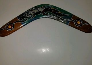 Vintage Hand Painted Boomerang Souvenir Wood Wooden 16 Inches Long